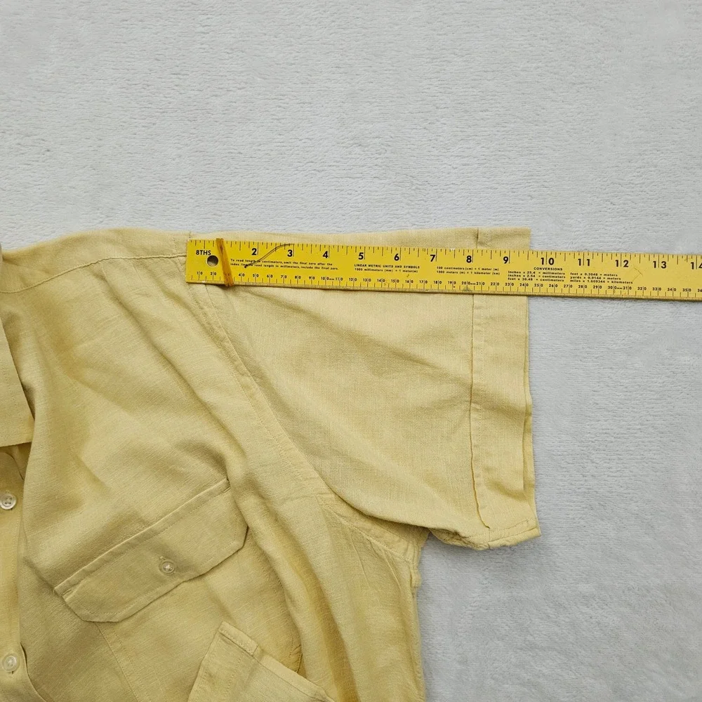 Banana Republic Shirt Mens XXL Yellow Linen Cotton Short Sleeve Summer Safari‎